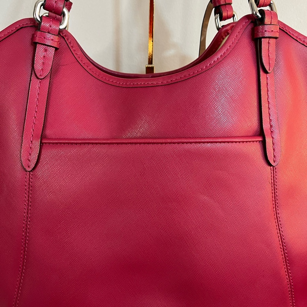 Coach Large Red Leather Tote Shoulder Bag Purse Handbag - Picture 6 of 15